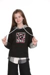 Kız Çocuk Kapüşonlu Ekose Garnili Sweatshirt Px751.1