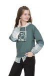 Kız Çocuk Kapüşonlu Ekose Garnili Sweatshirt Px751.1