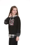 Kız Çocuk Kapüşonlu Ekose Garnili Sweatshirt Px751.1