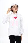 Kız Çocuk Kalp Baskılı Kapüşonlu Sweatshirt Px092.1