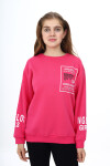 Kız Çocuk Yaka ve Bilek Baskılı 3 İplik Sweatshirt Px492