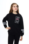 Kız Çocuk Yaka ve Bilek Baskılı 3 İplik Sweatshirt Px492