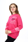 Kız Çocuk Yaka ve Bilek Baskılı 3 İplik Sweatshirt Px492