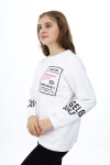 Kız Çocuk Yaka ve Bilek Baskılı 3 İplik Sweatshirt Px492