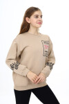 Kız Çocuk Yaka ve Bilek Baskılı 3 İplik Sweatshirt Px492