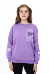 Kız Çocuk Yaka ve Bilek Baskılı 3 İplik Sweatshirt Px492.1